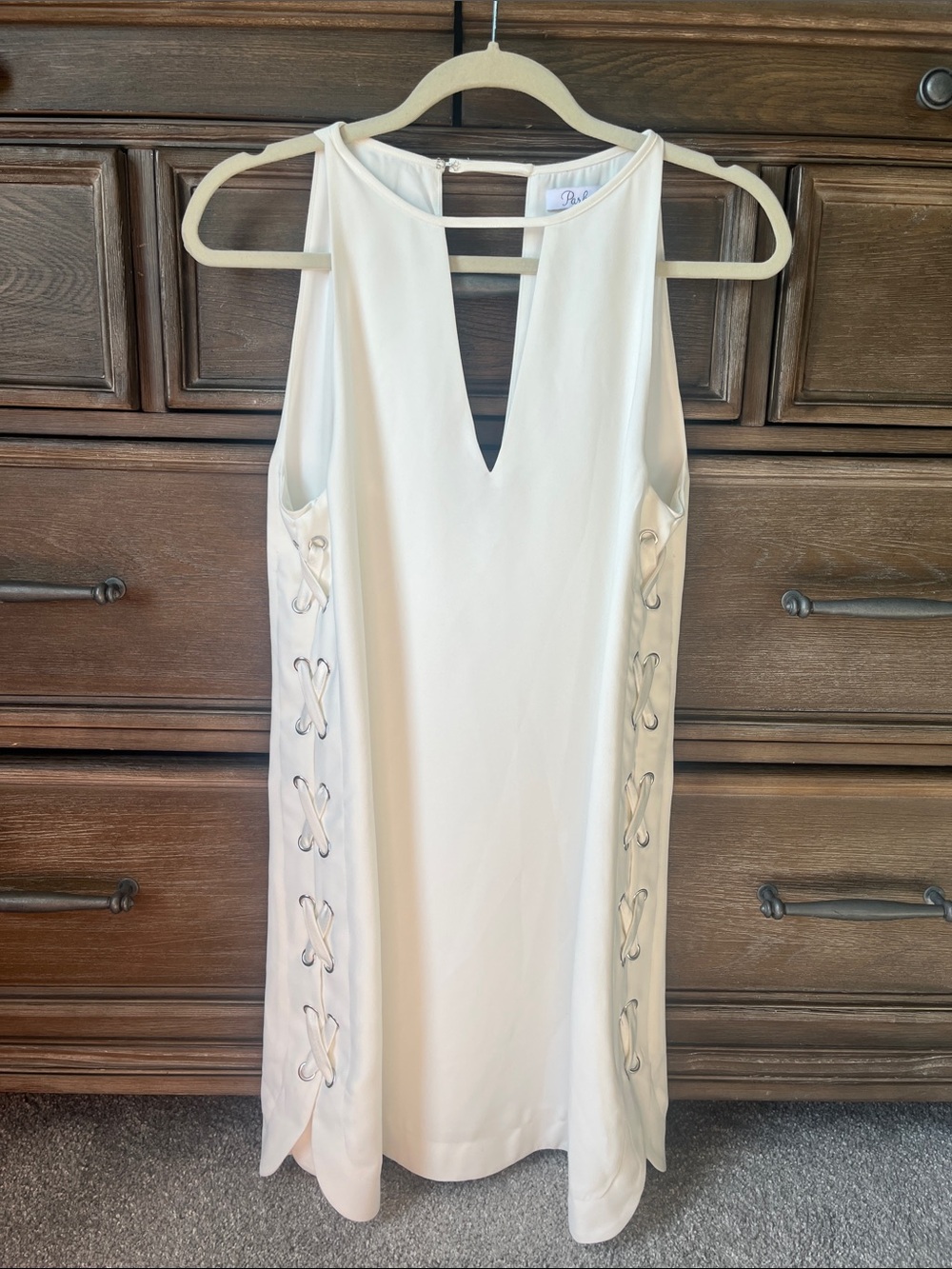 Parker Cream Lace-Up Side Shift Dress